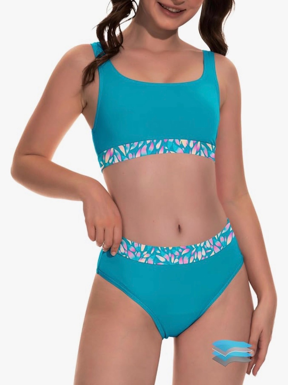 Leakproof period Turquoise Girls' Two-Piece Swim Set XXS